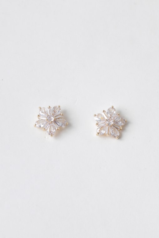 Brinco Flor Pequeno com Strass Dourado