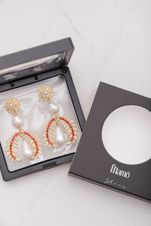 Brinco Gota Com Pedras  Off-white