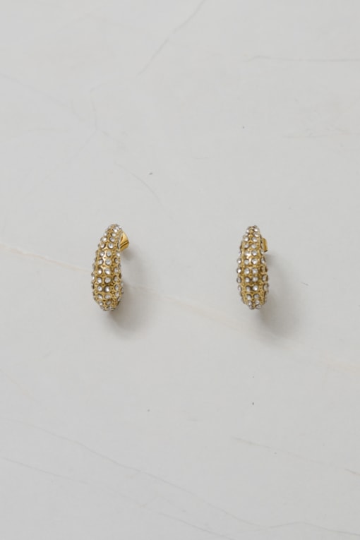 Brinco Meia Argola Brilho  Dourado