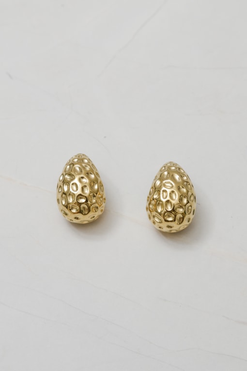 Brinco Meia Gota Amassado  Dourado