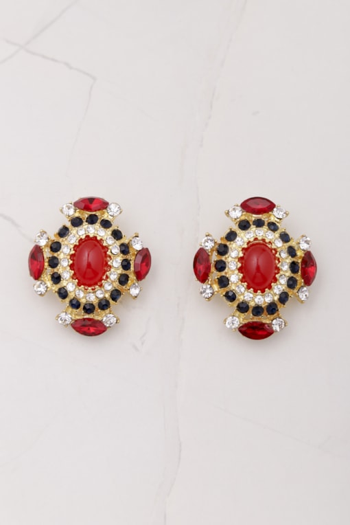 Brinco Multi Pedras Vermelho
