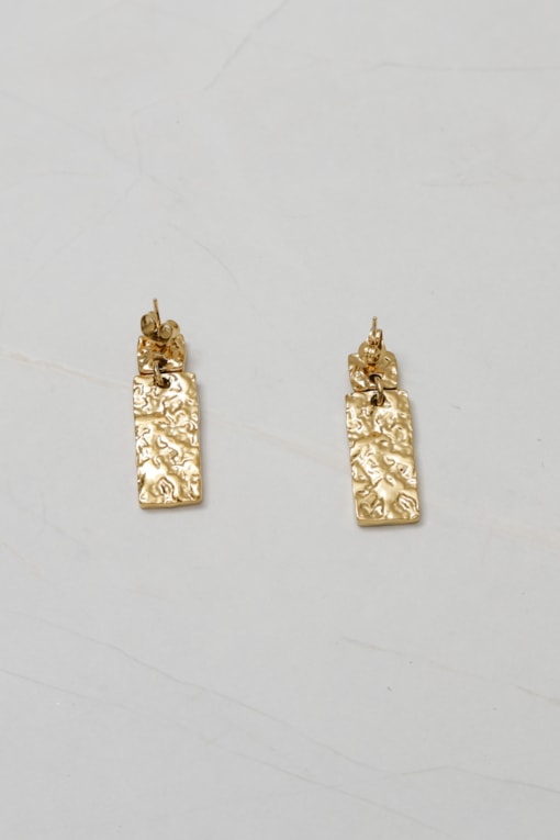 Brinco Pendente Amassado  Dourado