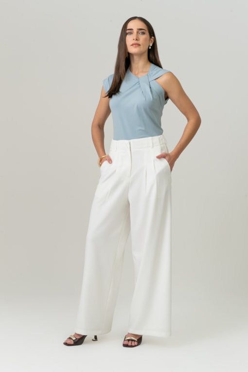 Calça Alfaiatada De Pregas Off-white