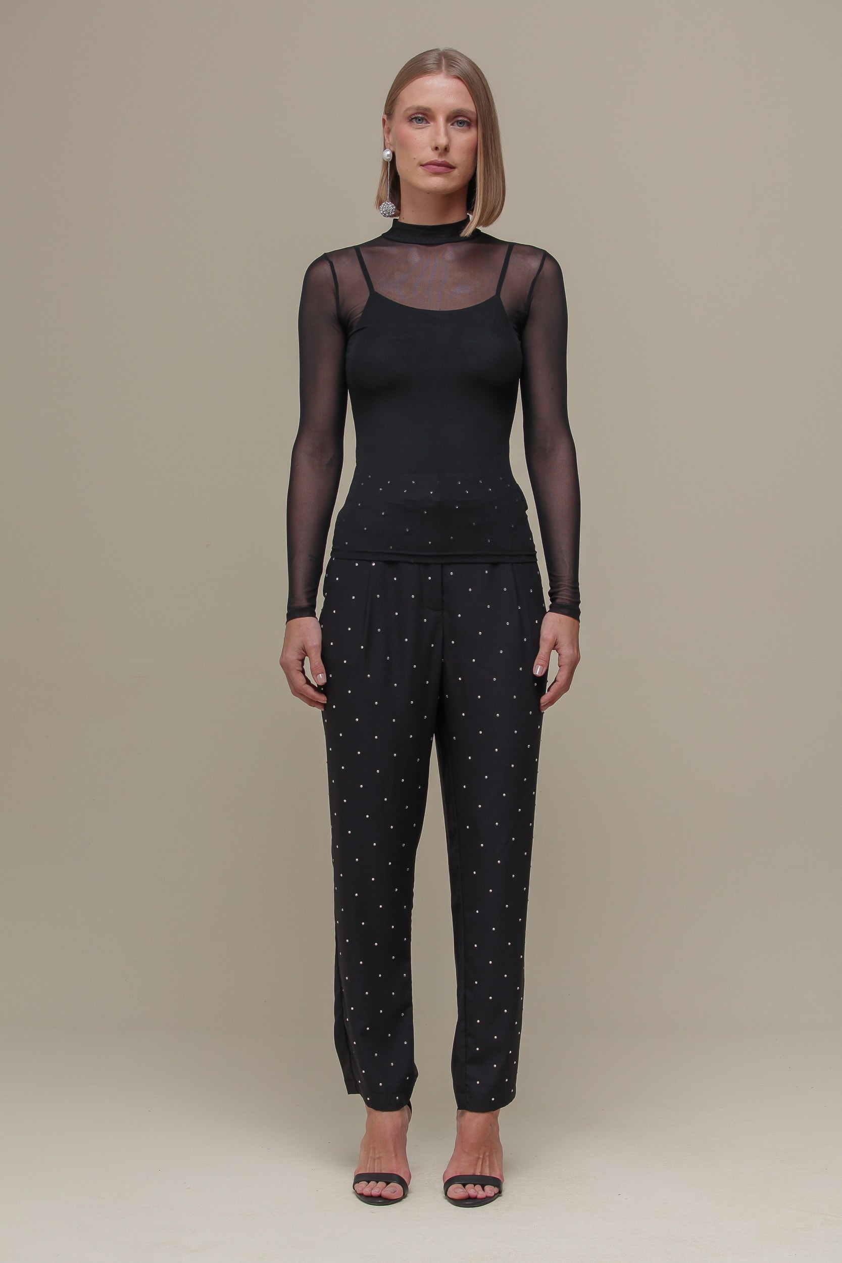 Calça Alfaiataria Brilhos Preto