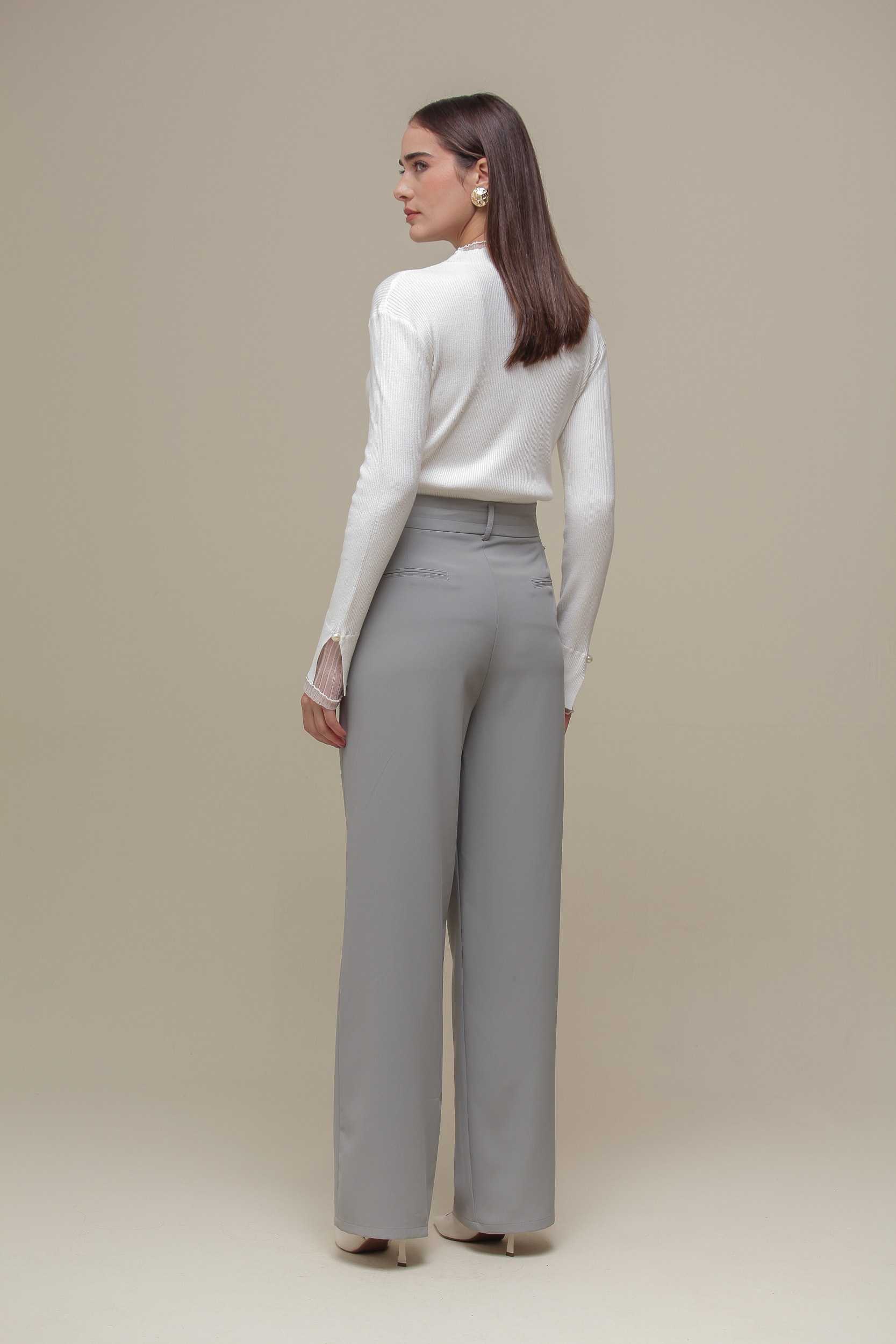 Calça Alfaiataria Cordão Cinza