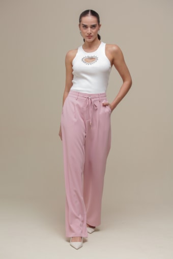 Calça Alfaiataria Cordão Rosa
