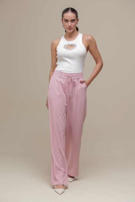 Calça Alfaiataria Cordão Rosa