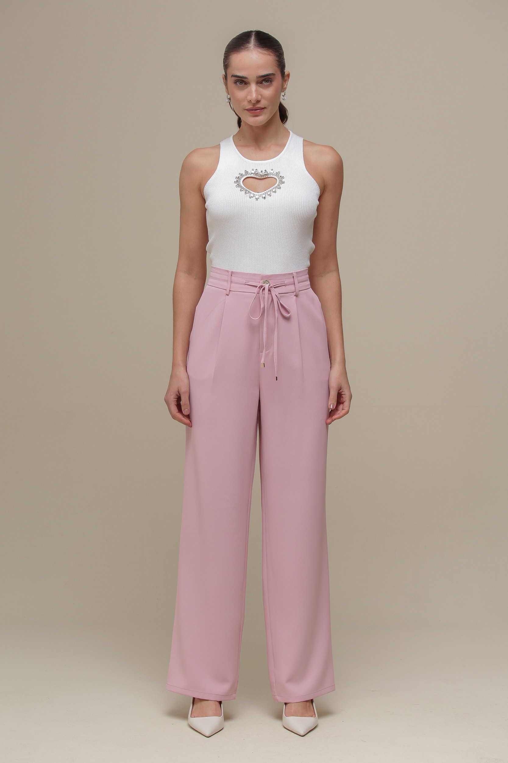 Calça Alfaiataria Cordão Rosa