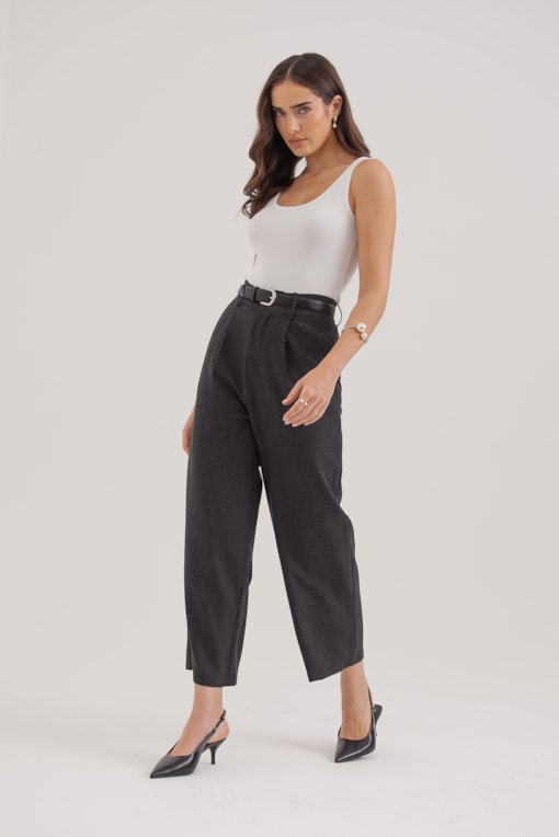 Calça Alfaiataria Elástico Cós E Prega Preto