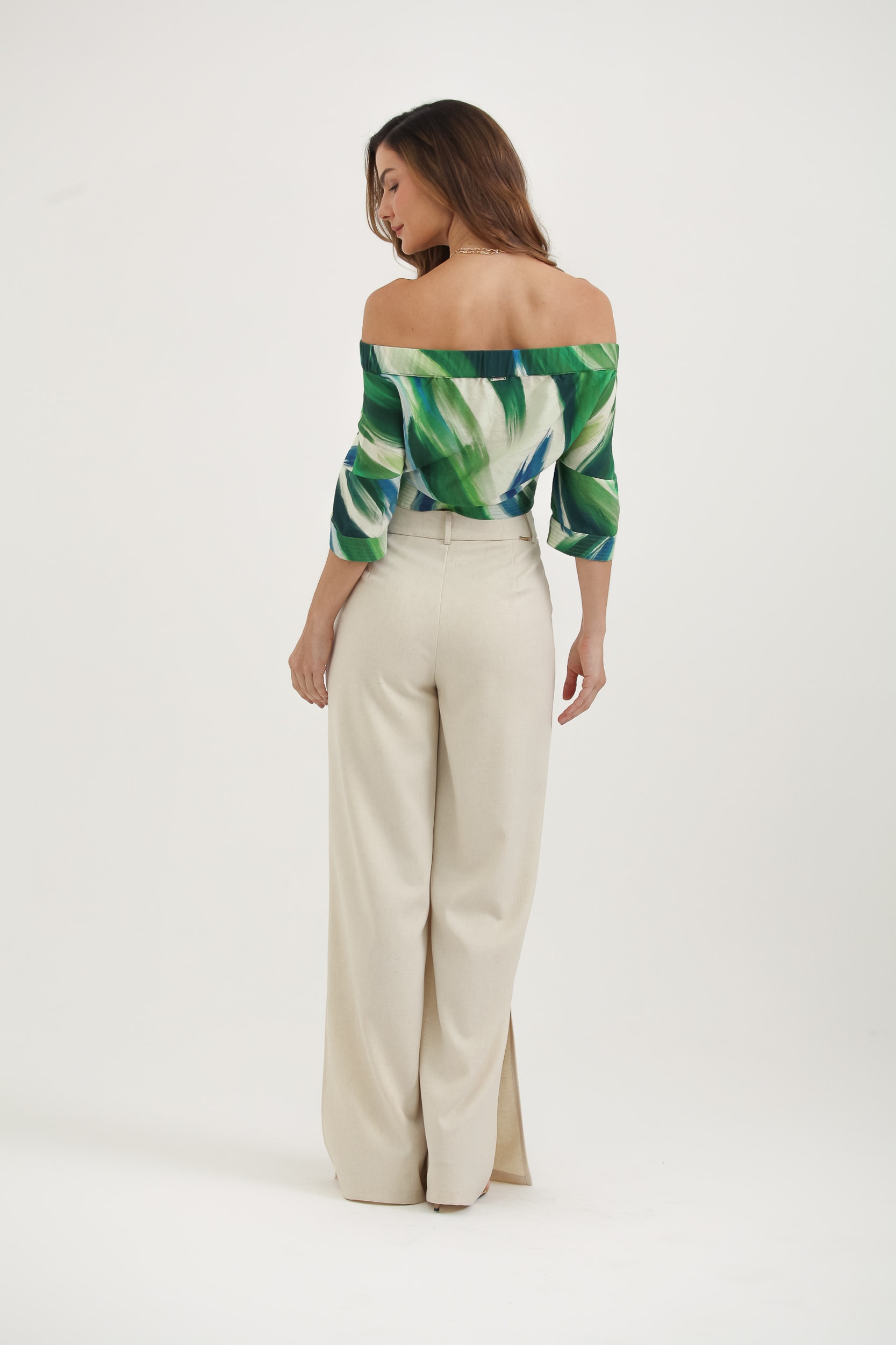 Calça Alfaiataria Fendas Natural