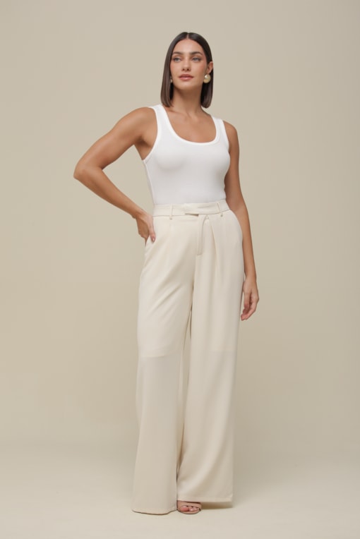 Calça Alfaiataria Prega Assimétrica Off-white