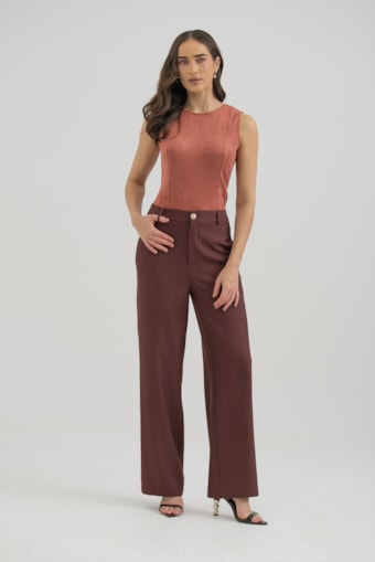 Calça Alfaiataria Reta Ameixa