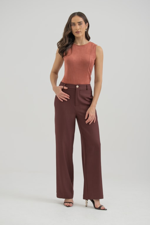 Calça Alfaiataria Reta Ameixa