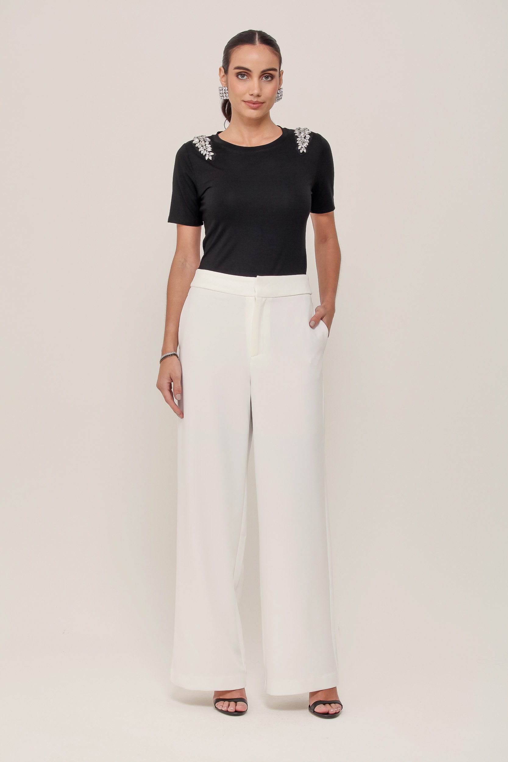Calça Alfaiataria Reta Off-white