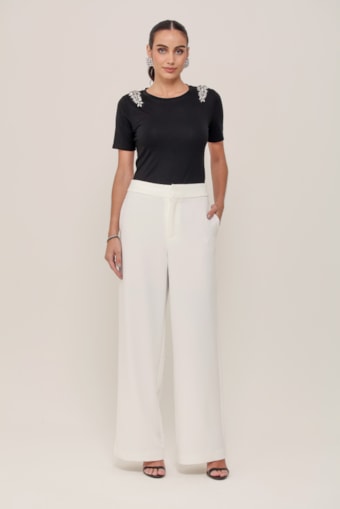 Calça Alfaiataria Reta Off-white