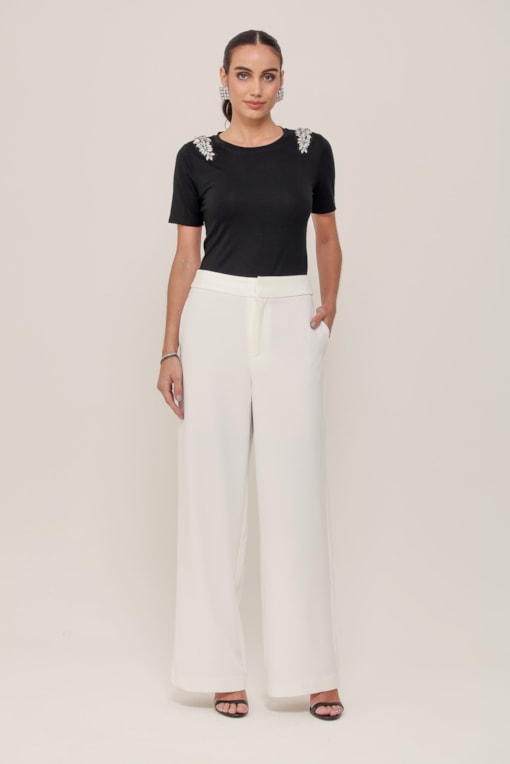 Calça Alfaiataria Reta Off-white