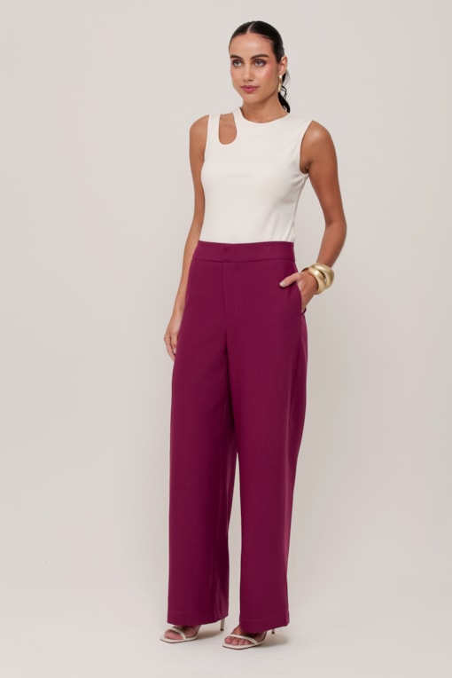 Calça Alfaiataria Reta Roxo 