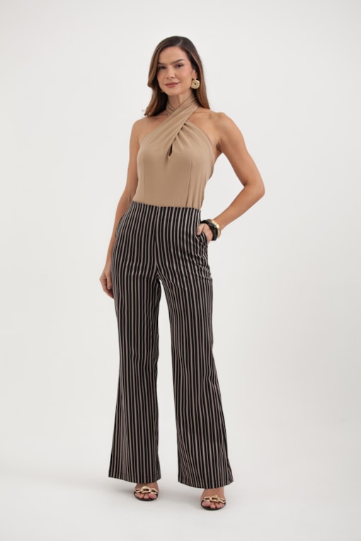Calça Alfaiataria Risca De Giz Preto