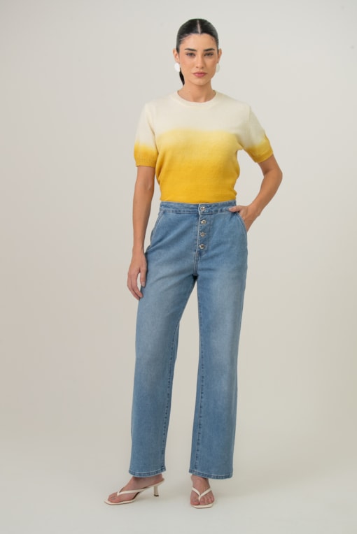 Calça Botões Jeans claro
