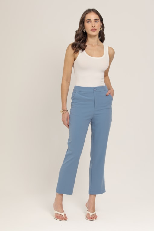 Calça Capri Alfaiataria Azul