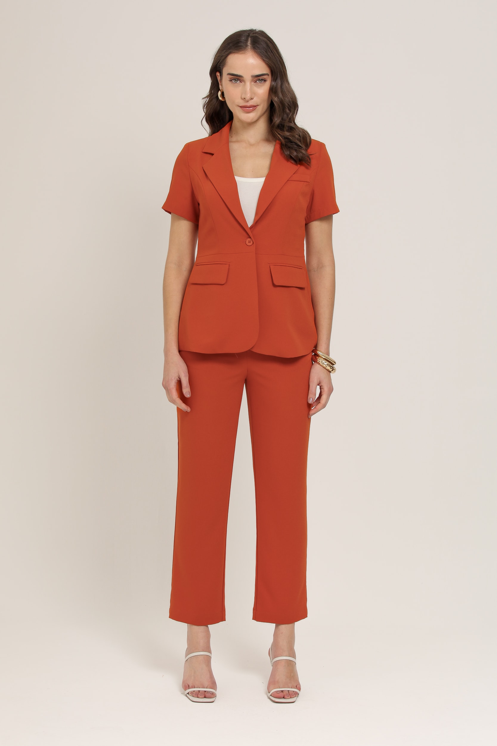 Calça Capri Alfaiataria Laranja