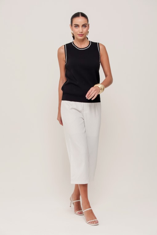 Calça Capri Risca De Giz Off-white