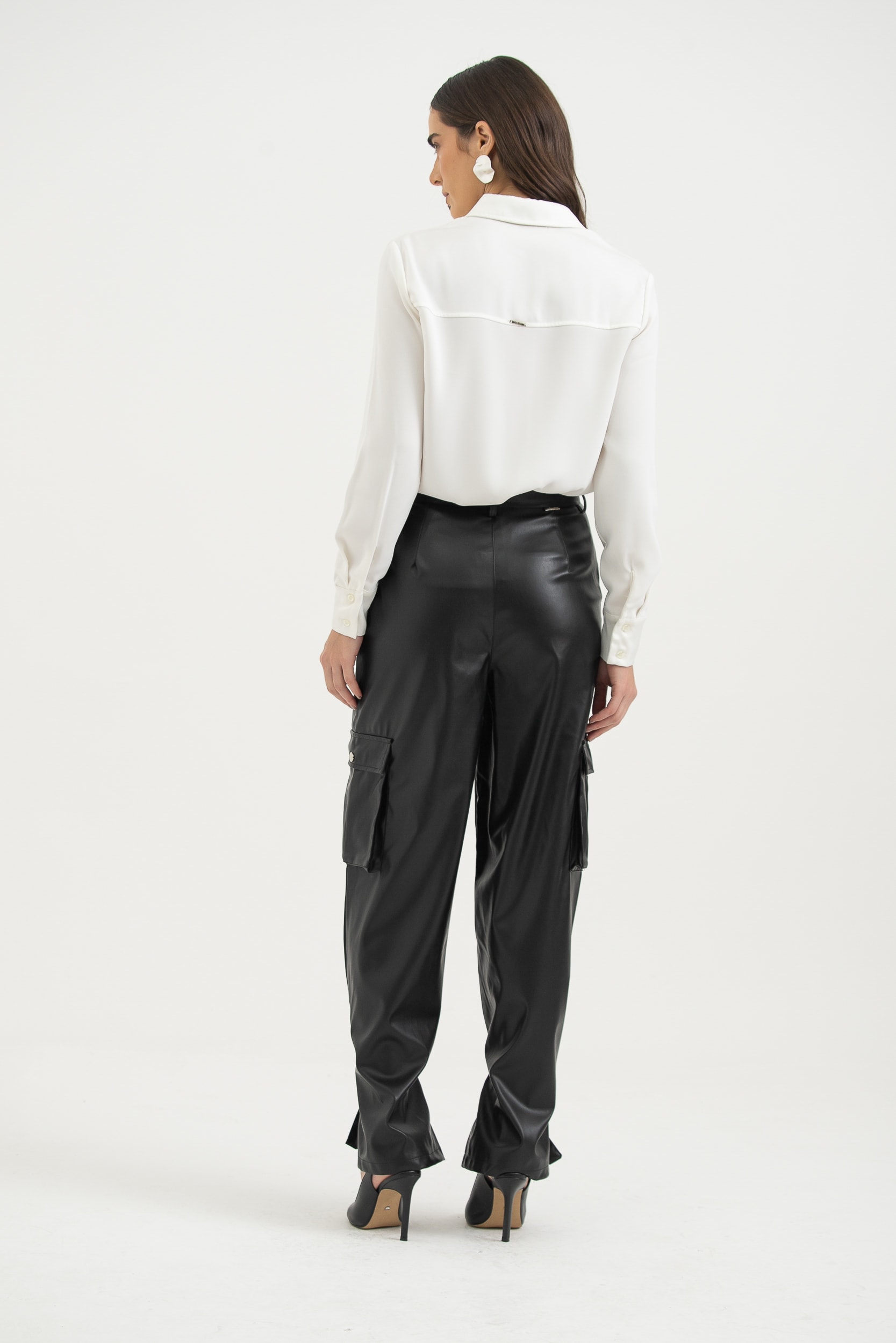 Calça Cargo De Pu Preto