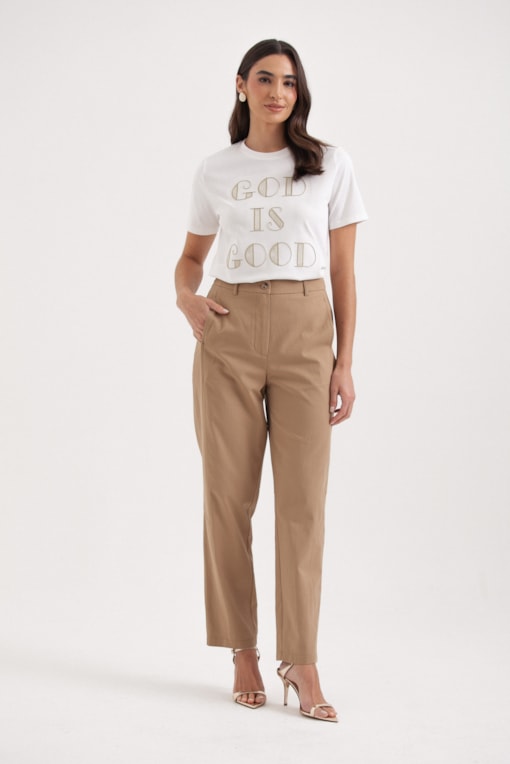 Calça Chino Reta Bege