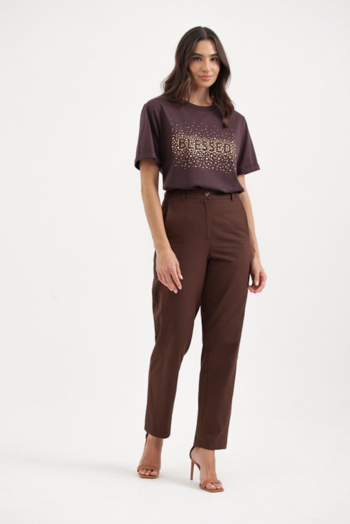 Calça Chino Reta Marrom