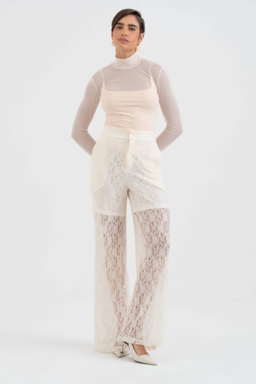 Calça Comprida De Renda Off-white