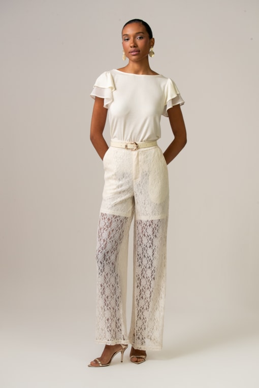 Calça Comprida De Renda Off-white