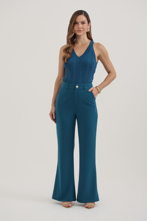 Calça Flare Alfaiataria Azul