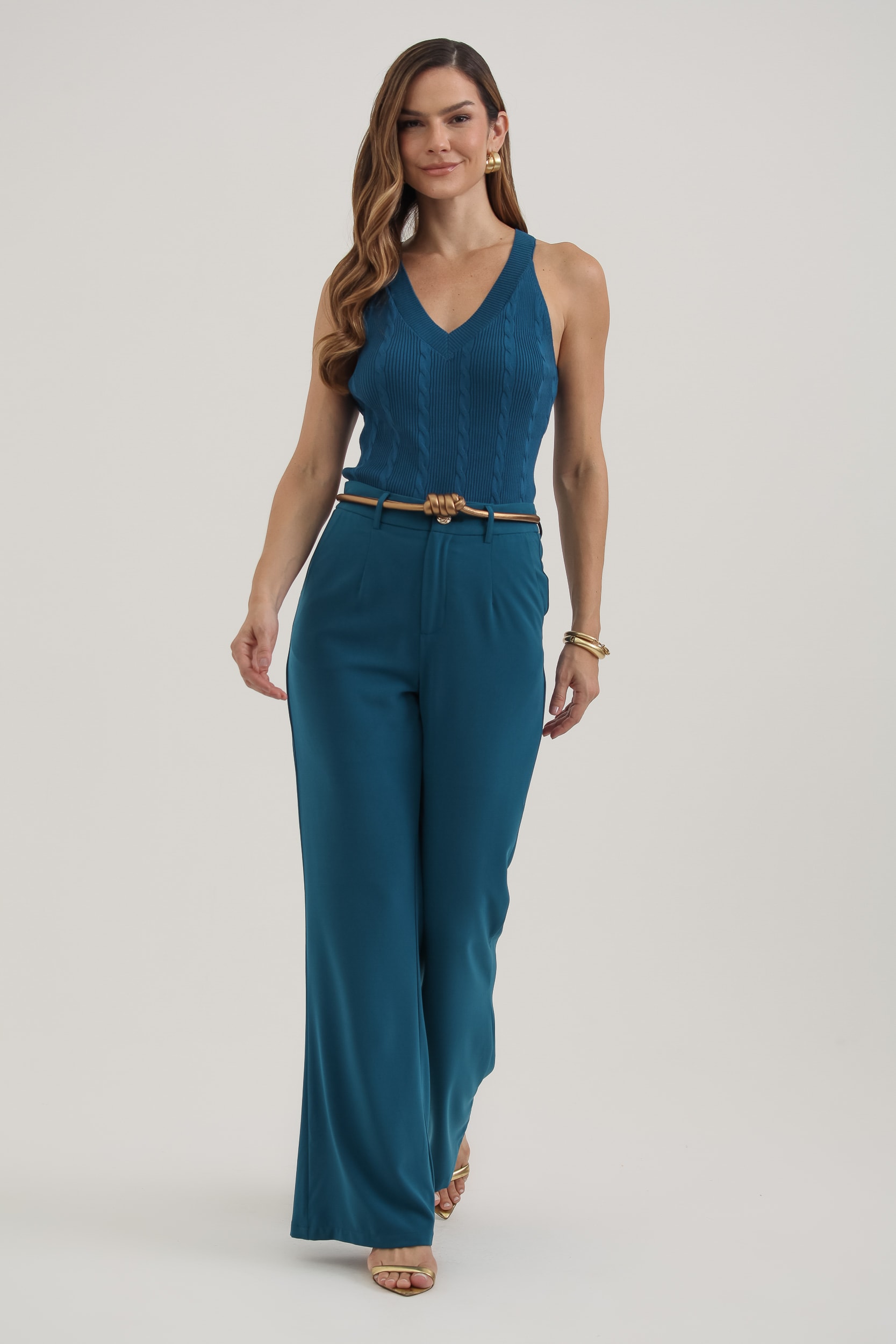 Calça Flare Alfaiataria Azul