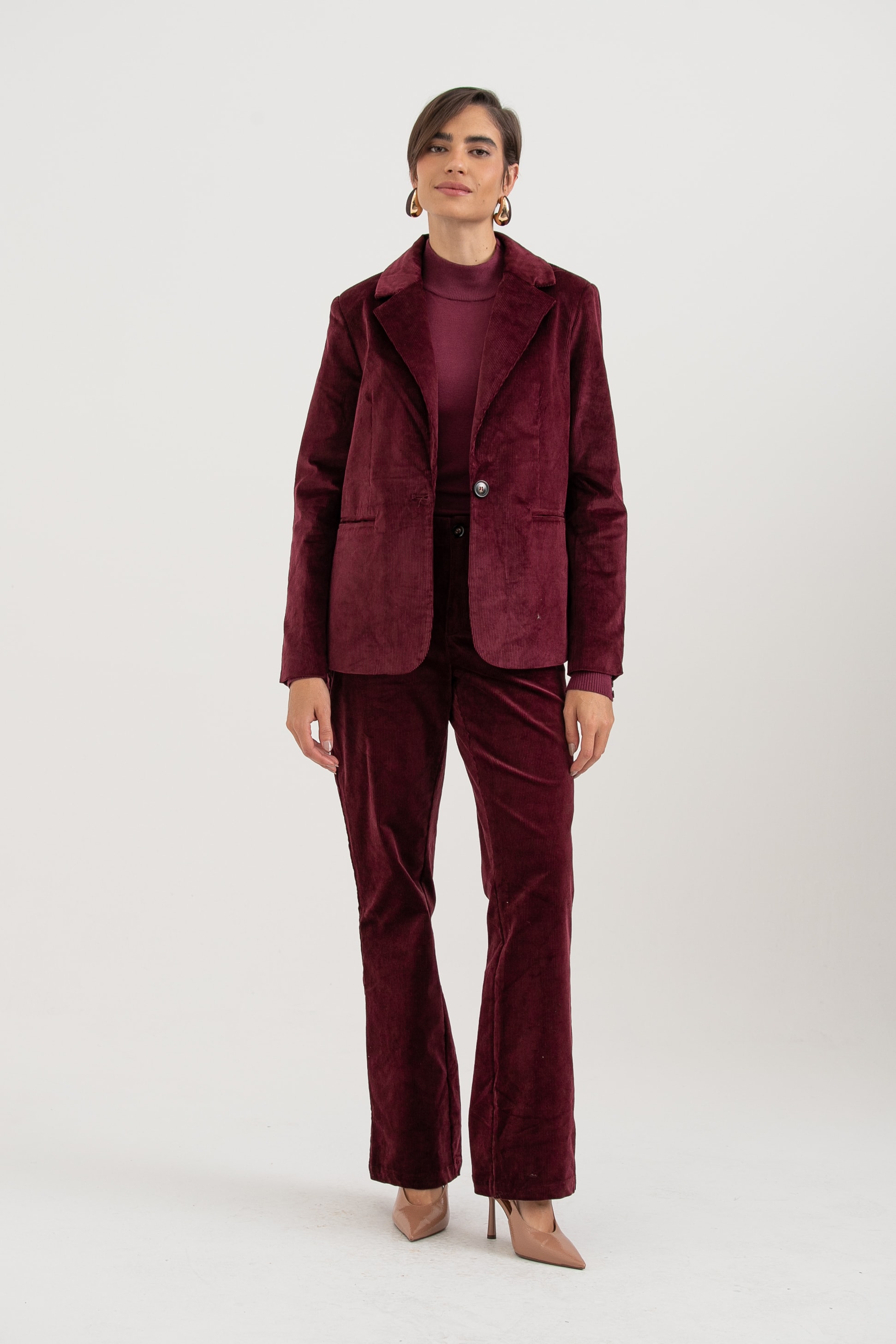 Calça Flare Veludo Cotelê Vinho