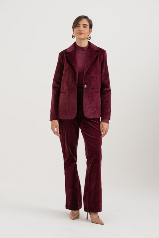 Calça Flare Veludo Cotelê Vinho