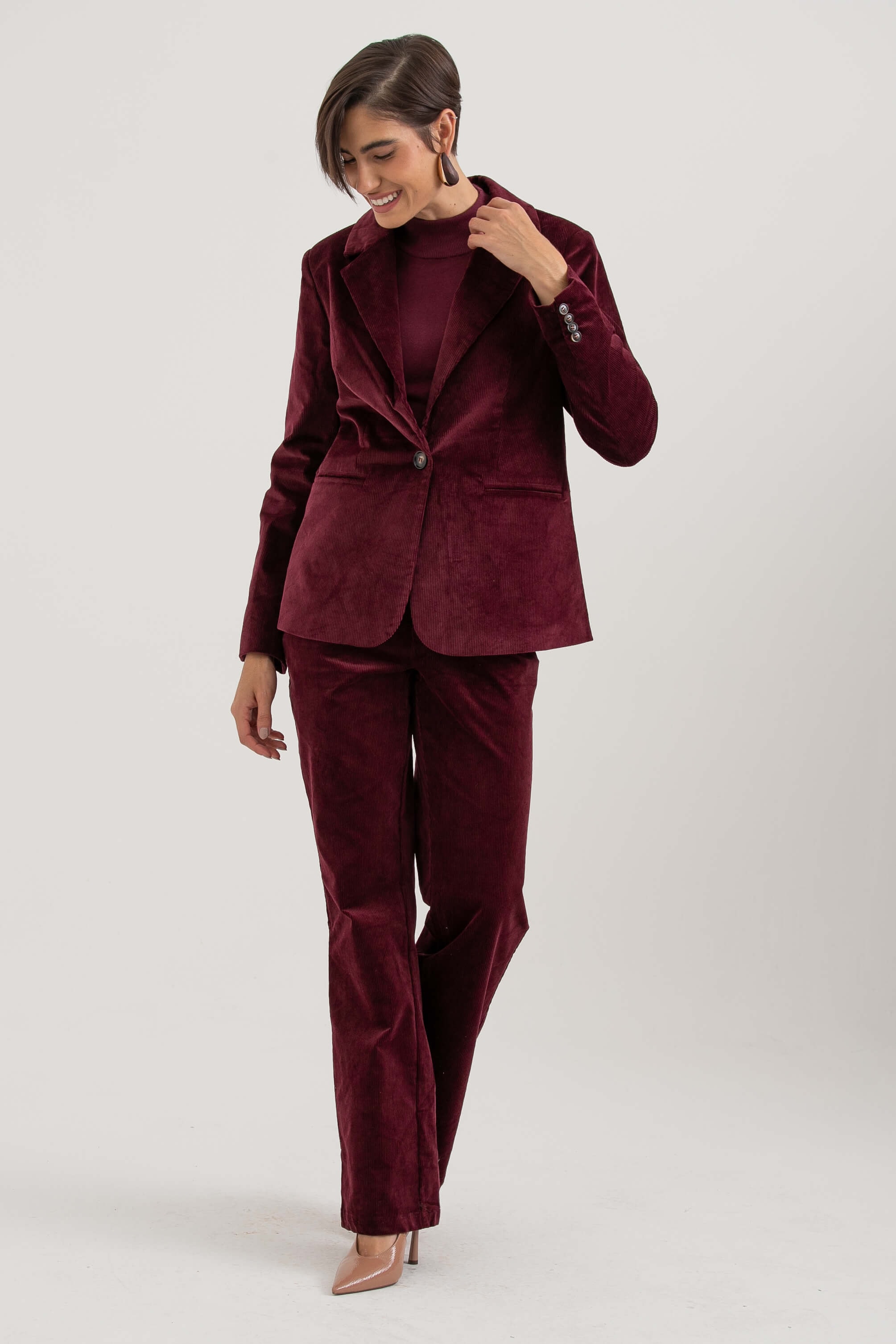 Calça Flare Veludo Cotelê Vinho