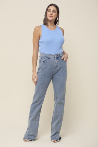 Calça Jeans Basic Fenda Barra Jeans