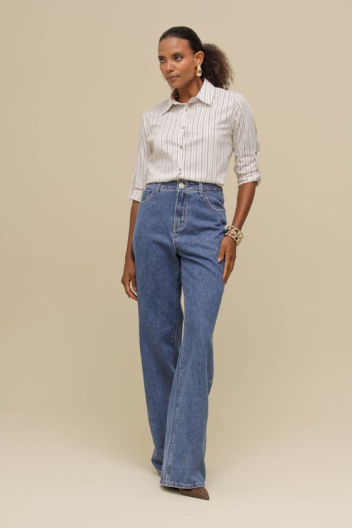 Calça Jeans Básico Reta  Jeans
