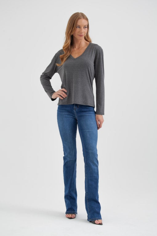 Calça Jeans Bootcut Com Cinto Jeans