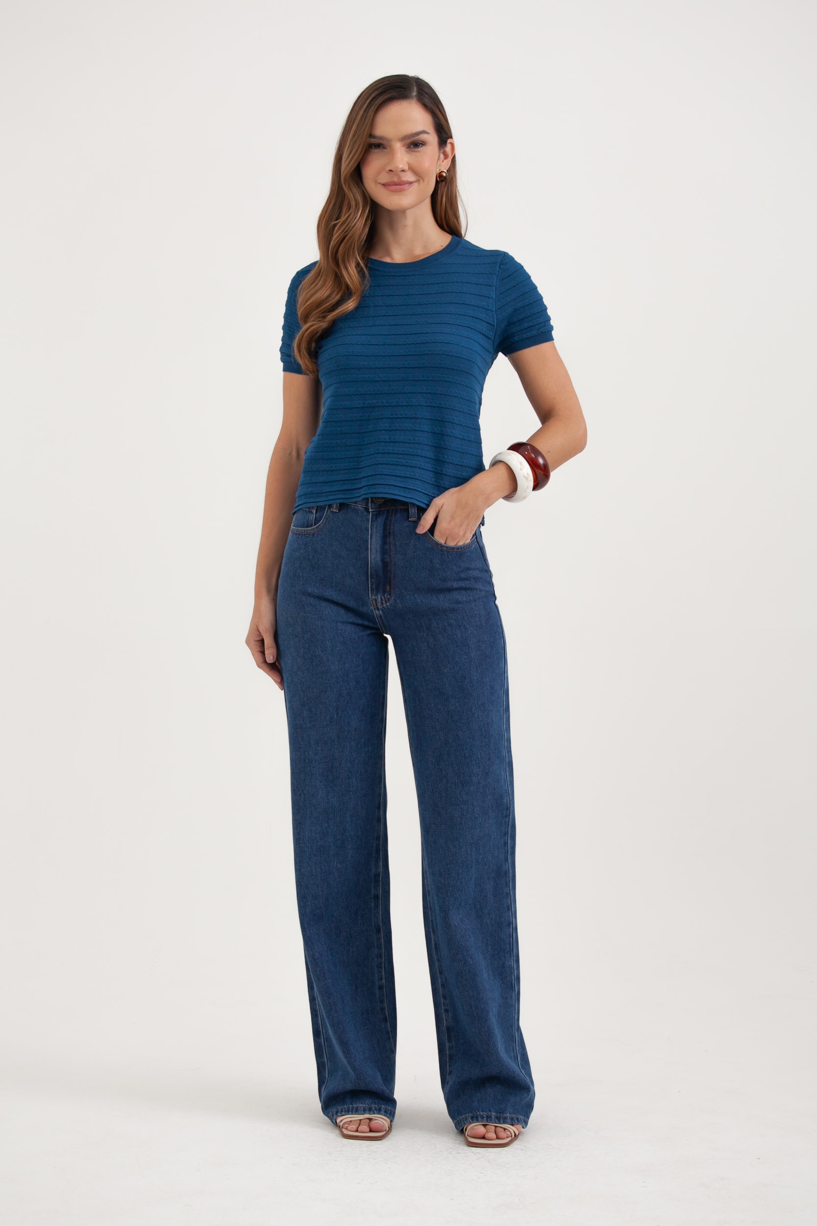 Calça Jeans Médio Reta Jeans