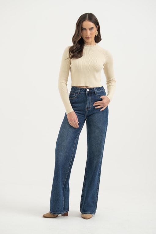 Calça Jeans Reta Básica Jeans