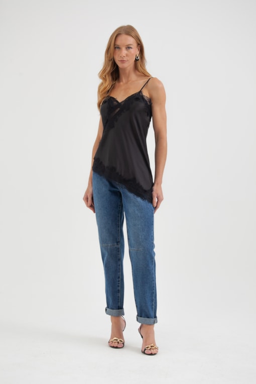 Calça Jeans Reta Pence Joelho Jeans