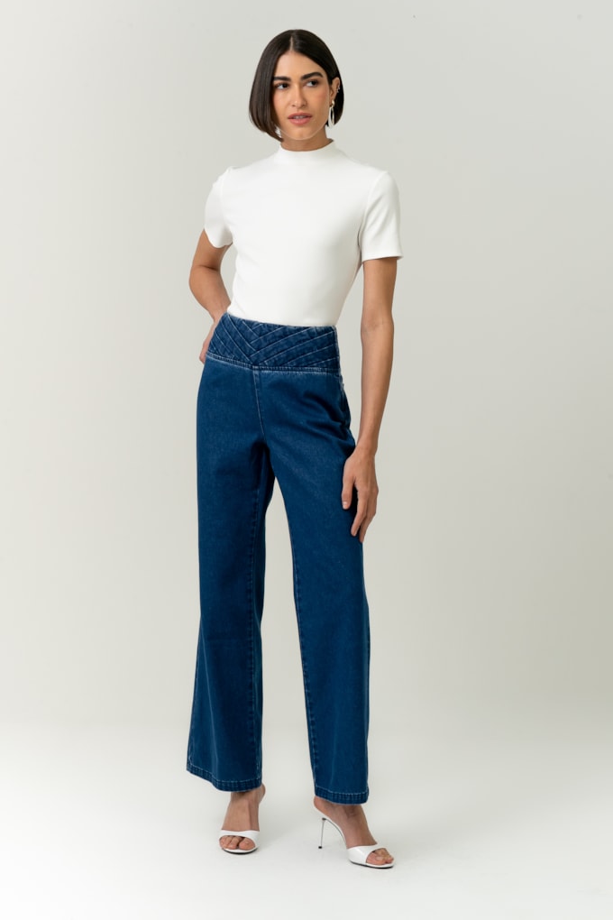 Calça Jeans Trançado  Jeans