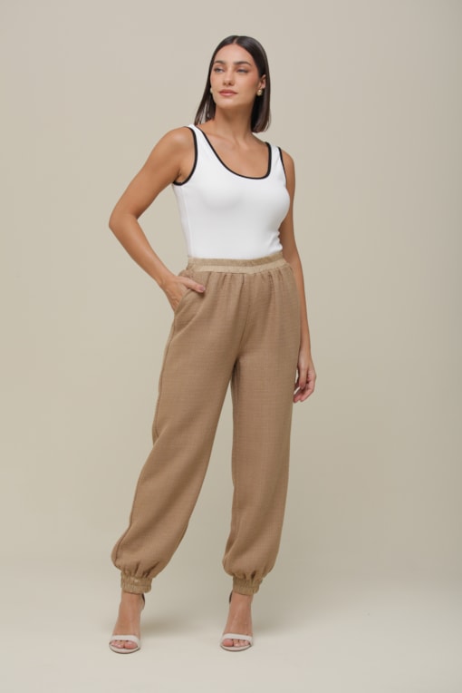Calça Jogger Tweed   Camel