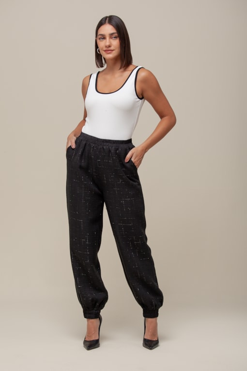 Calça Jogger Tweed   Preto