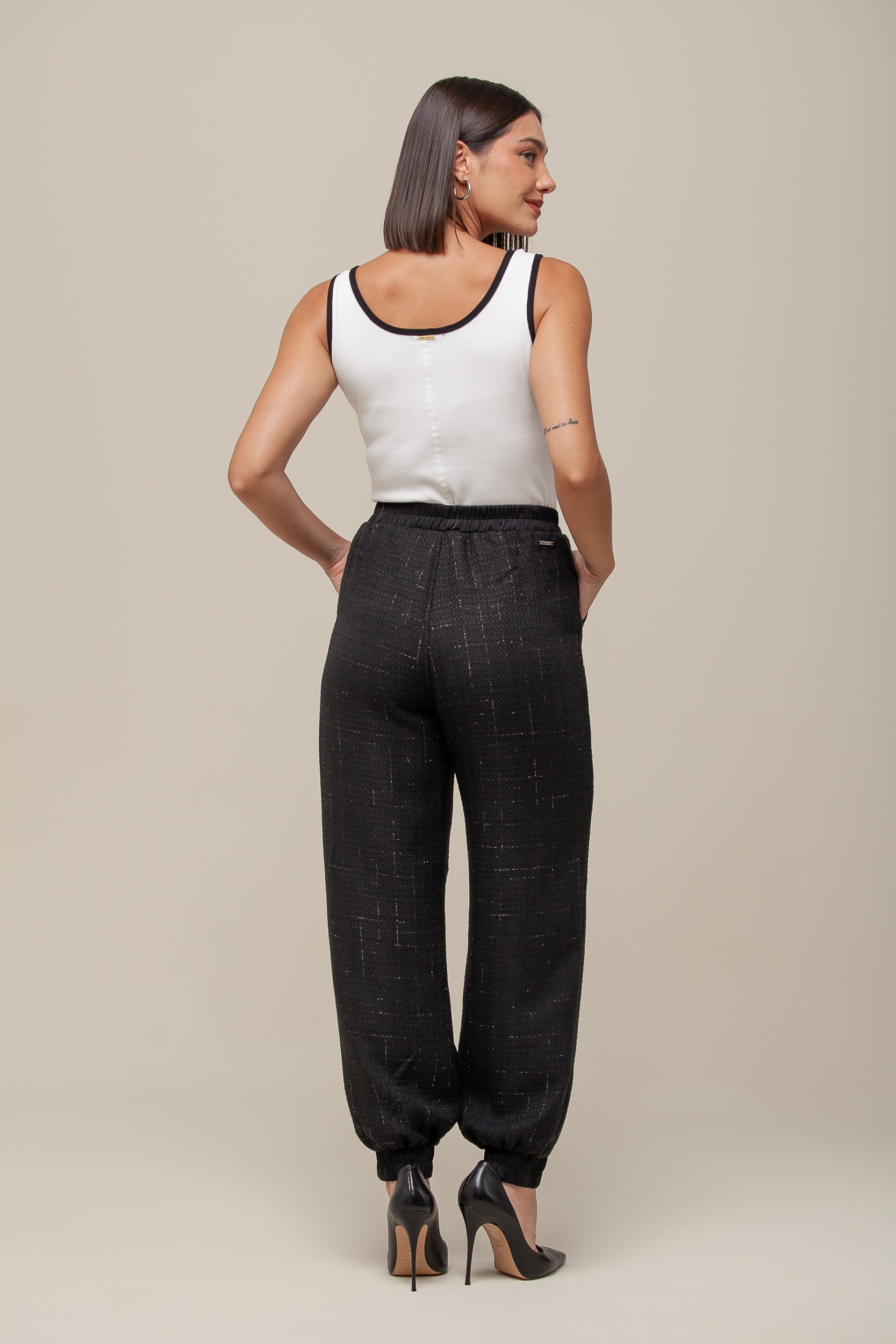 Calça Jogger Tweed   Preto