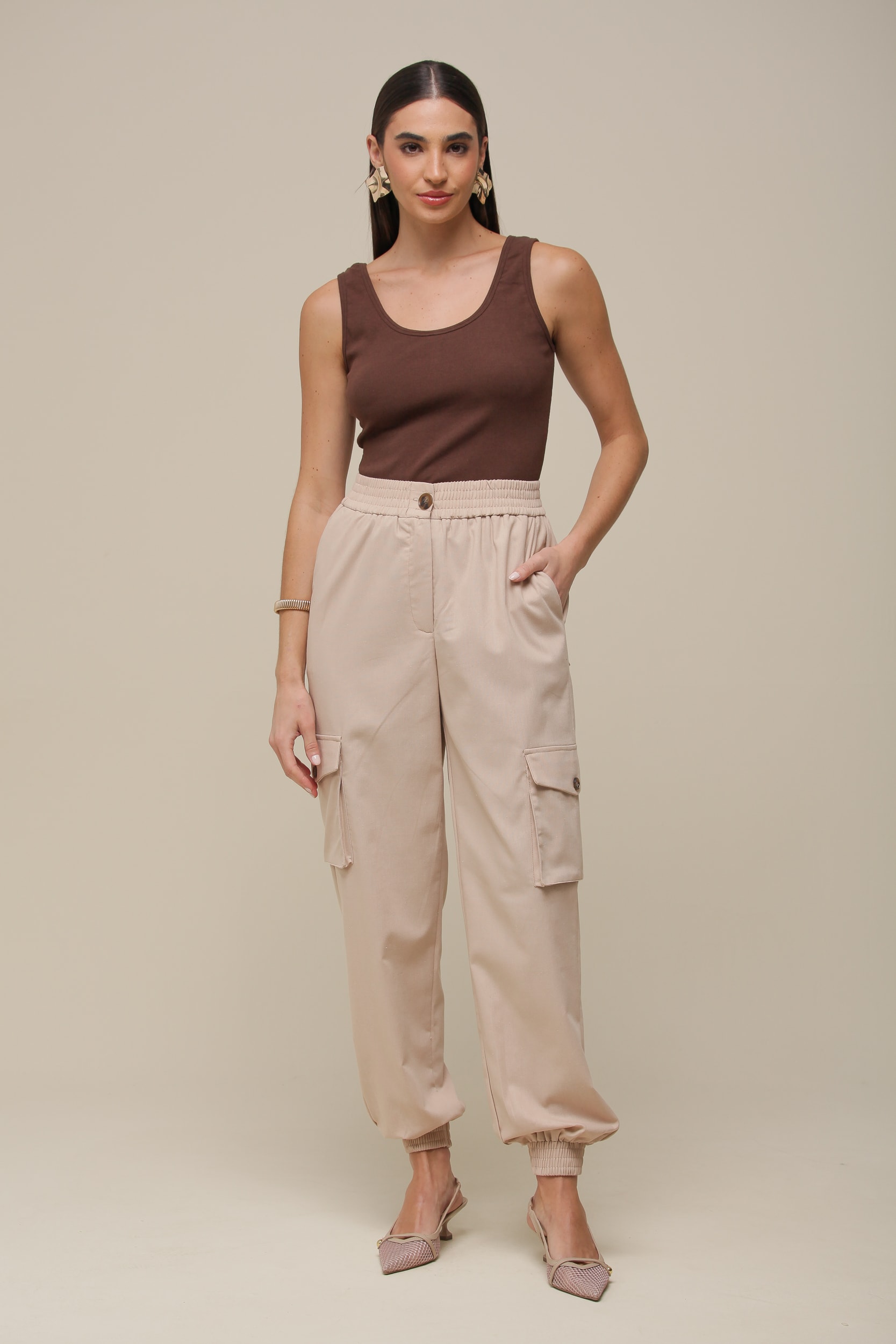 Calça Jogging em Linho  Natural