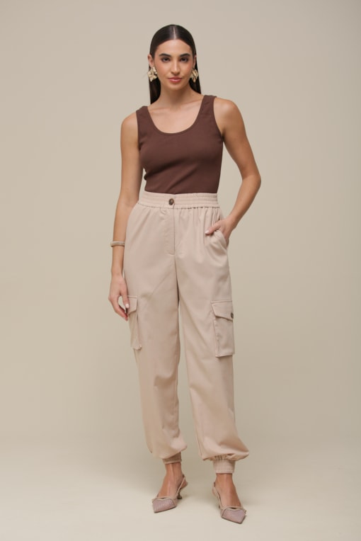 Calça Jogging em Linho  Natural