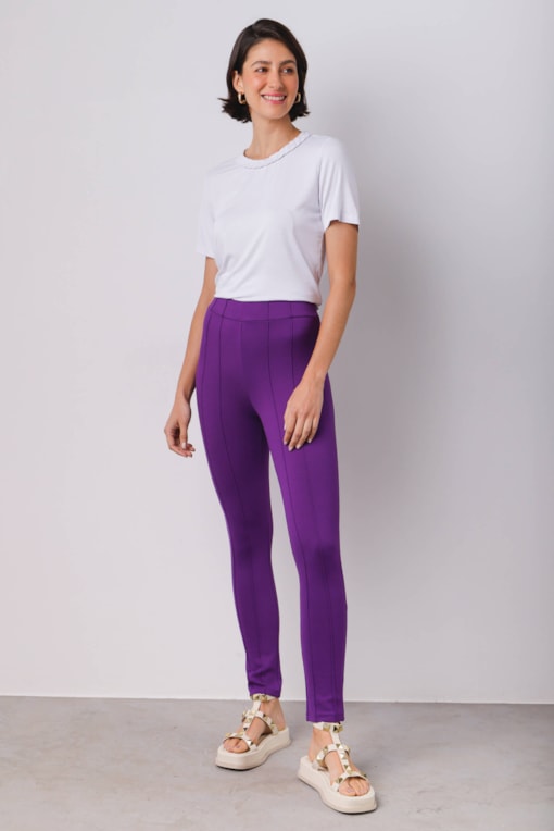 Calça Legging Pesponto Roxo 