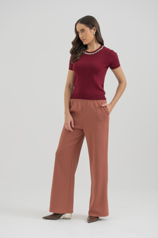 Calça Moletom Fendas Laterais Ferrugem